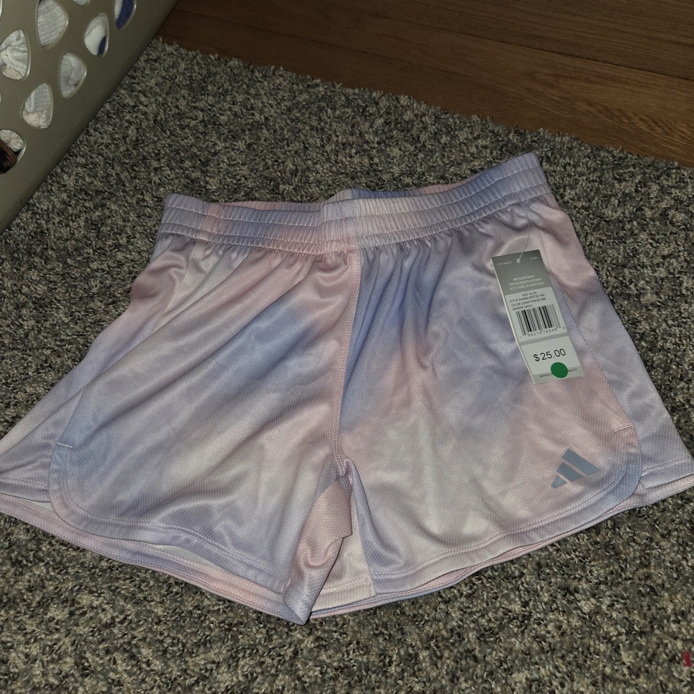 adidas Girls' Pastel Pink Lavender Ombre Athletic Shorts